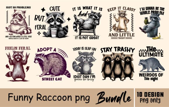 Download Funny Vintage Raccoon PNG Bundle - Png Collection