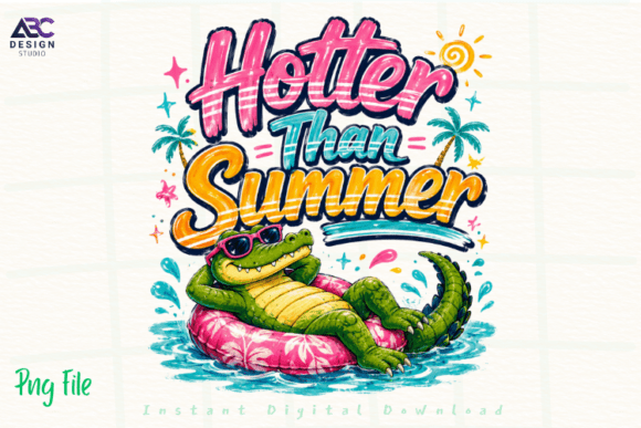 Download Hotter Than Summer Retro Alligator PNG - Png Collection