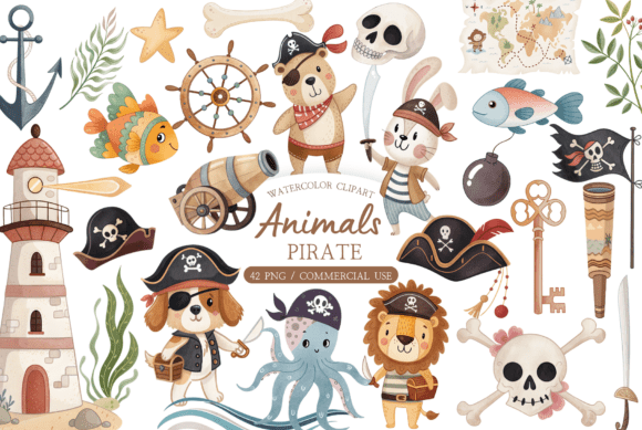 Download Cute Animal Pirate Clipart PNG - Png Collection