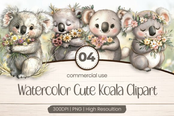 Download Watercolor Cute Koala Clipart PNG - Png Collection