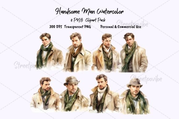 Download Winter Man Watercolor Clipart PNG Pack - Png Collection