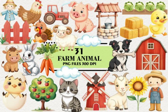 Download Kawaii Farm Animal Clipart Bundle - Kawaii Collection