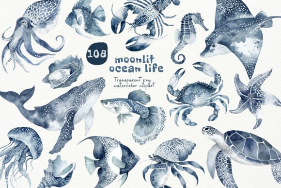 Download Watercolor Moonlit Ocean PNG Clipart - Png Collection