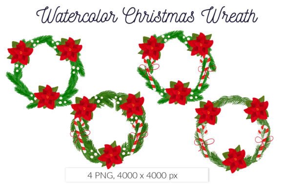 Download Christmas Wreath Watercolor Poinsettia - Christmas wreath watercolor Collection