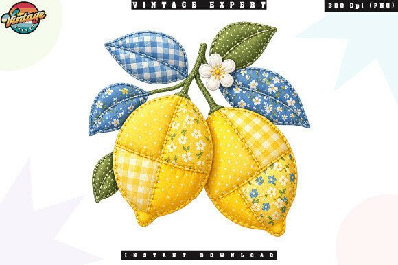 Download Vintage Summer Lemon Patchwork PNG - Png Collection