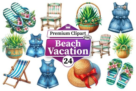 Download Beach Vacation Clipart Bundle PNG - Png Collection