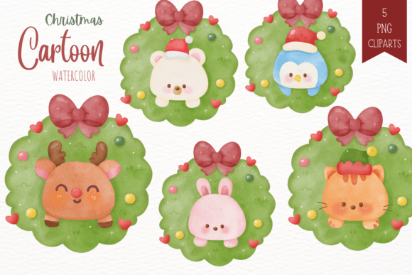Download Christmas Wreath Watercolor and Animal - Christmas wreath watercolor Collection