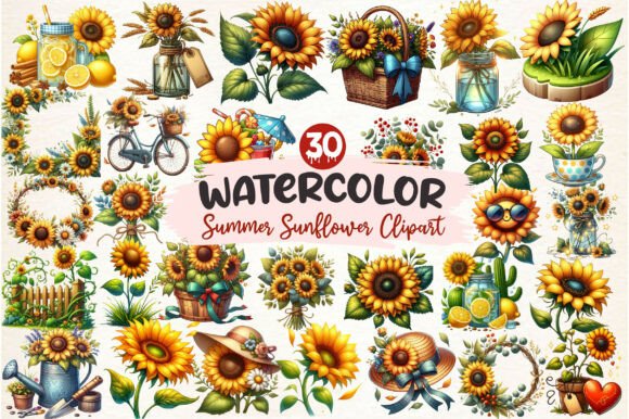 Download Watercolor Summer Sunflower Clipart - Premium Resources