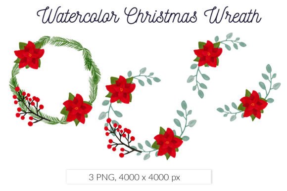 Download Christmas Wreath Watercolor Set - Christmas wreath watercolor Collection