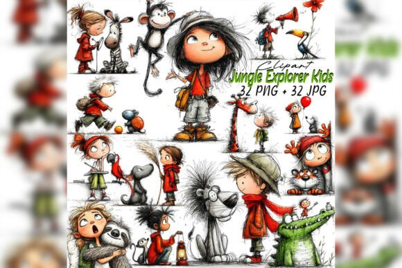 Download Whimsical Jungle Explorer Kids Clipart - Jungle Collection