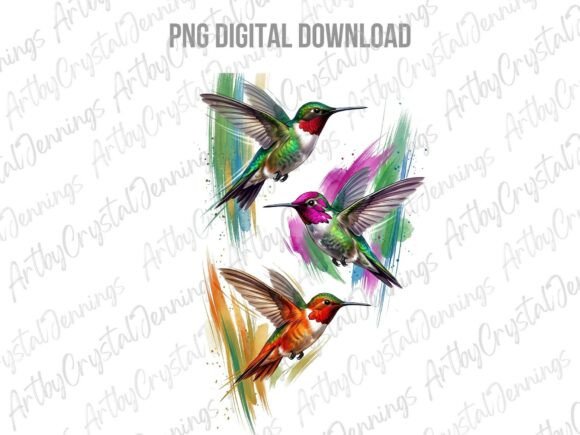 Download Vibrant Hummingbird Watercolor Art PNG - Png Collection