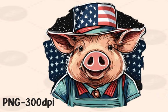 Download Pig Farmer Farm USA Flag Patriotic PNG - Png Collection