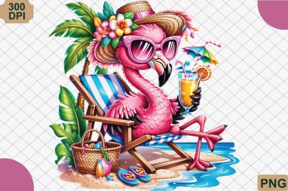 Download Tropical Flamingo Beach Chair Summer PNG - Png Collection