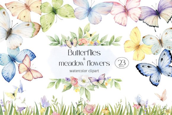 Download Watercolor Butterfly Flowers Clipart PNG - Png Collection