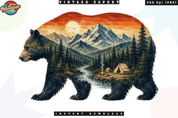 Download Vintage Bear Mountain Landscape PNG - Png Collection
