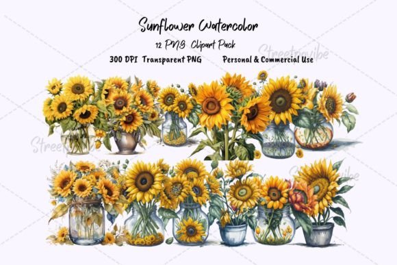 Download Sunflower Watercolor Clipart PNG Pack - Png Collection