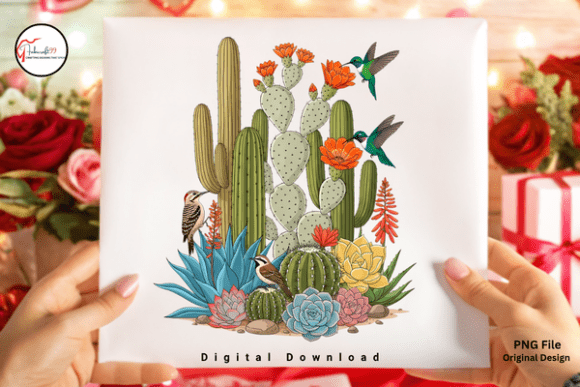 Download Boho Botanical Cactus Garden Bird PNG - Png Collection