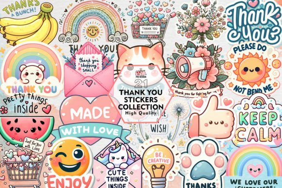 Download Thank You Stickers Bundle Clipart PNG - Png Collection
