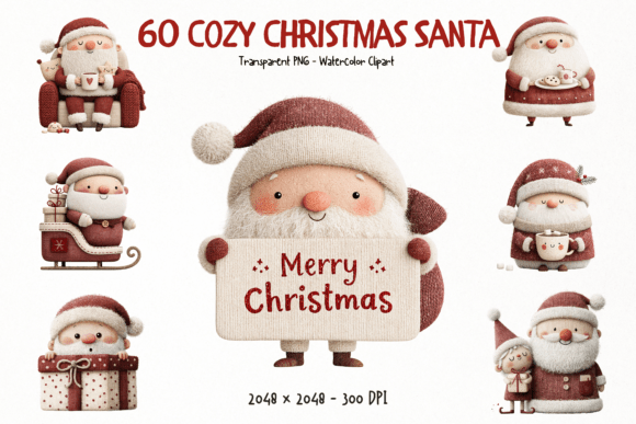 Download Cozy Christmas Santa PNG Clipart Bundle - Png Collection