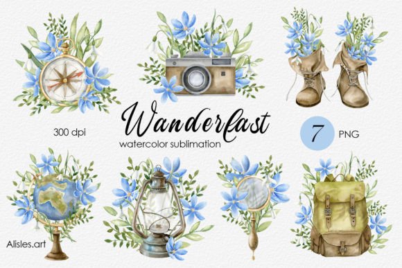 Download Travel Watercolor Sublimation | PNG Set - Png Collection