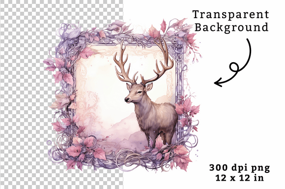 Download Vintage Watercolor Reindeer Clipart PNG - Png Collection