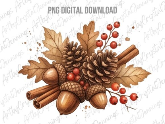 Download Autumn Fall Pinecone Acorn Clipart PNG - Png Collection