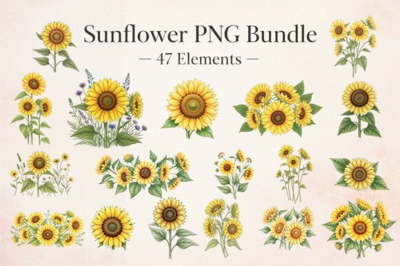 Download Sunflower-PNG-Bundle-Watercolor-Floral - Png Collection